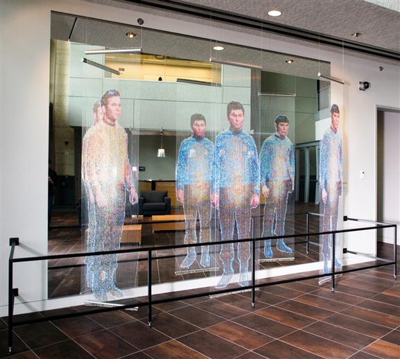 Spock, Kirk, and McCoy Beaming-In (In-Between), 2007-2008, by artist Devorah Sperber, acquired by Microsoft in 2009.